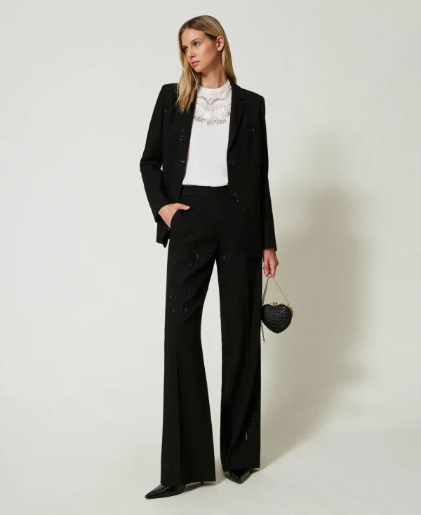 Blousons Et Doudounes | Blazers*TWINSET Milano Blazer En Drap Avec Sequins Noir