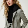 Blousons Et Doudounes | Blazers*TWINSET Milano Blazer En Pied-de-poule Avec Capuche Petit Pied-de-Poule Noir/Blanc Neige