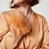 blazer_en_satin_avec_plum_4.webp Blousons Et Doudounes | Blazers*TWINSET Milano Blazer En Satin Avec Plumes Orange « Bubbly »