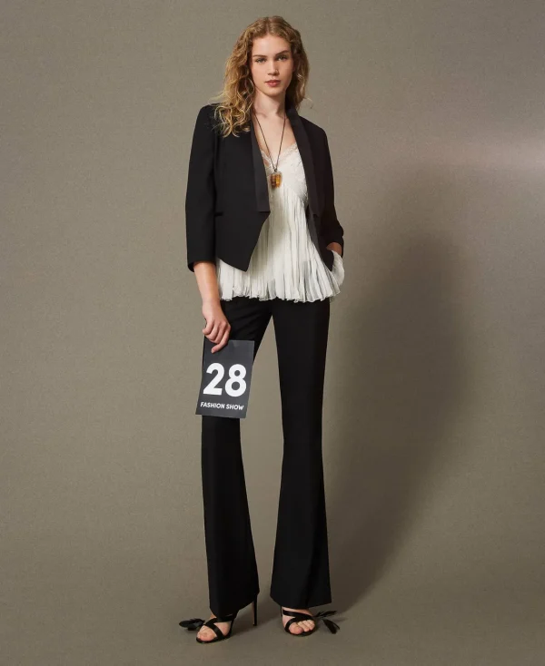 Blazers | Blousons Et Doudounes*TWINSET Milano Blazer En Sergé De Laine Mélangée Noir