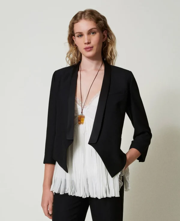 Blazers | Blousons Et Doudounes*TWINSET Milano Blazer En Sergé De Laine Mélangée Noir