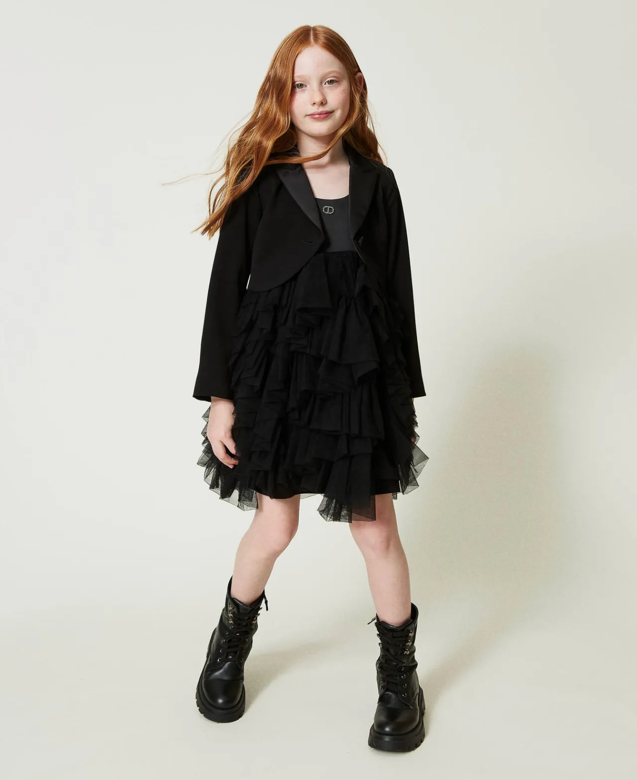 blazer_spencer_en_flanell_0.webp Blousons Et Manteaux*TWINSET Milano Blazer Spencer En Flanelle Noir