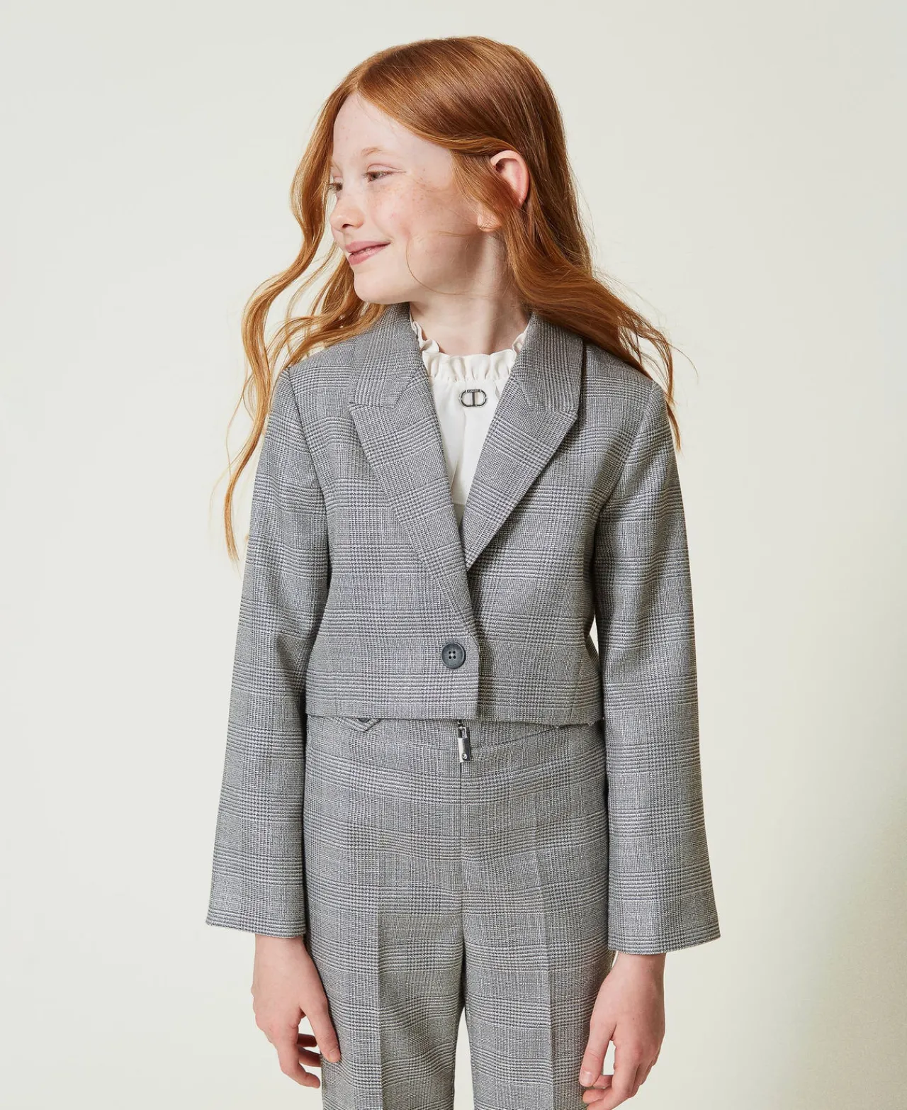 blazer_spencer_en_prince__0.webp Blousons Et Manteaux*TWINSET Milano Blazer Spencer En Prince De Galles Jacquard Prince de Galles