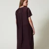 blouse_asymtrique_en_sati_3.webp Blouses Et Chemises*TWINSET Milano Blouse Asymétrique En Satin Et Crêpe Georgette Potent Purple