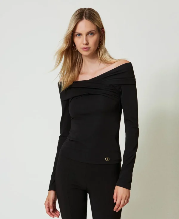 Blouses Et Chemises*TWINSET Milano Blouse Avec Col Froncé Noir