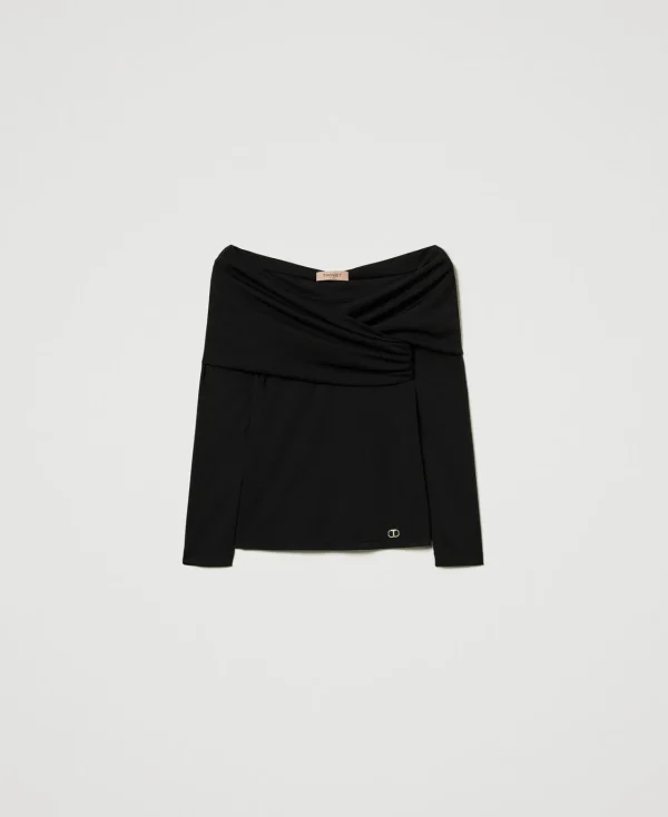 Blouses Et Chemises*TWINSET Milano Blouse Avec Col Froncé Noir