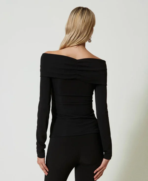 Blouses Et Chemises*TWINSET Milano Blouse Avec Col Froncé Noir