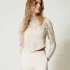 blouse_cropped_en_dentell_2-1.webp Blouses Et Chemises*TWINSET Milano Blouse Cropped En Dentelle Macramé Blanc « Old White »