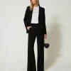blouse_en_crpe_avec_brode_5.webp Blouses Et Chemises*TWINSET Milano Blouse En Crêpe Avec Broderie Florale Blanc « White Cream »