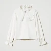 Blouses Et Chemises*TWINSET Milano Blouse En Crêpe De Chine Avec Jabot Off White