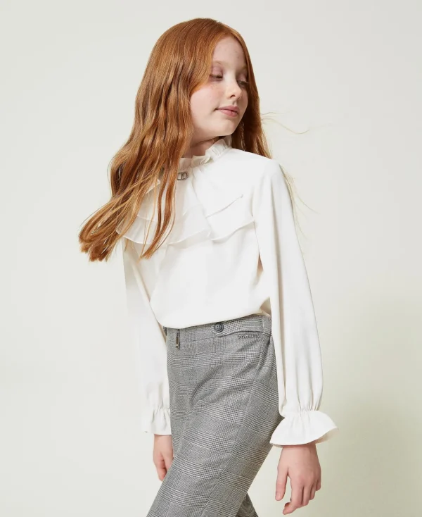 Blouses Et Chemises*TWINSET Milano Blouse En Crêpe De Chine Avec Jabot Off White