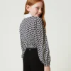blouse_en_crpe_de_chine_a_3-1.webp Blouses Et Chemises*TWINSET Milano Blouse En Crêpe De Chine Avec Imprimé Imprimé Oval T Chaîne