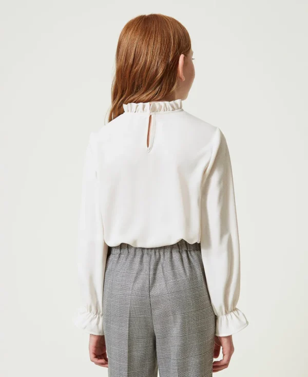 Blouses Et Chemises*TWINSET Milano Blouse En Crêpe De Chine Avec Jabot Off White