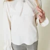 Blouses Et Chemises*TWINSET Milano Blouse En Crêpe De Chine Avec Jabot Off White