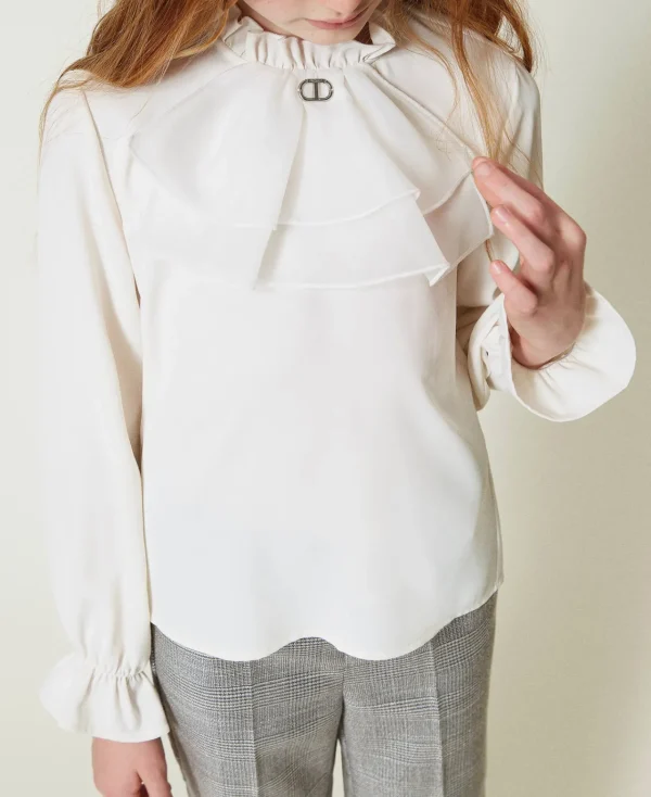 Blouses Et Chemises*TWINSET Milano Blouse En Crêpe De Chine Avec Jabot Off White