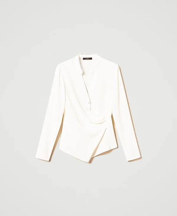 Blouses Et Chemises*TWINSET Milano Blouse En Crêpe De Chine Recyclé Crème White