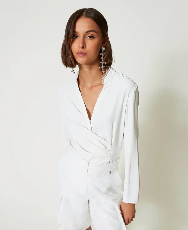 Blouses Et Chemises*TWINSET Milano Blouse En Crêpe De Chine Recyclé Crème White