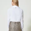 blouse_en_popeline_avec_f_3.webp Blouses Et Chemises*TWINSET Milano Blouse En Popeline Avec Finition Croisée Blanc