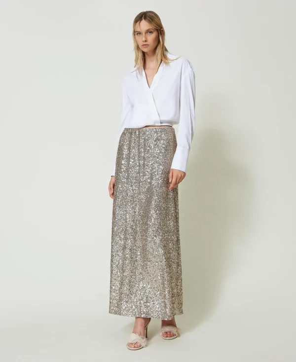 blouse_en_popeline_avec_f_5.webp Blouses Et Chemises*TWINSET Milano Blouse En Popeline Avec Finition Croisée Blanc