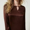 blouse_en_satin_avec_oval_4.webp Blouses Et Chemises*TWINSET Milano Blouse En Satin Avec Oval T Chocolat