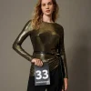 blouse_lame_avec_nud_0.webp Blouses Et Chemises*TWINSET Milano Blouse Lamée Avec Nœud Lamé Or/Noir