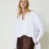 blouse_polo_en_popeline_0.webp Blouses Et Chemises*TWINSET Milano Blouse Polo En Popeline Blanc