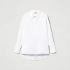 blouse_polo_en_popeline_1.webp Blouses Et Chemises*TWINSET Milano Blouse Polo En Popeline Blanc