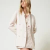 blouson_crois_en_drap_dou_0.webp Blousons Et Doudounes | Blazers*TWINSET Milano Blouson Croisé En Drap Double De Laine Mélangée Blanc « Old White »
