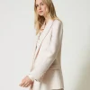 blouson_crois_en_drap_dou_2.webp Blousons Et Doudounes | Blazers*TWINSET Milano Blouson Croisé En Drap Double De Laine Mélangée Blanc « Old White »