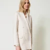 blouson_crois_en_drap_dou_4.webp Blousons Et Doudounes | Blazers*TWINSET Milano Blouson Croisé En Drap Double De Laine Mélangée Blanc « Old White »