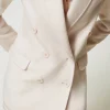 blouson_crois_en_drap_dou_5.webp Blousons Et Doudounes | Blazers*TWINSET Milano Blouson Croisé En Drap Double De Laine Mélangée Blanc « Old White »