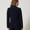 blouson_cropped_en_crpe_c_3.webp Blousons Et Doudounes | Blazers*TWINSET Milano Blouson Cropped En Crêpe Cady Bleu Classique