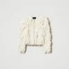blouson_elisabeth_en_mail_1.webp Blousons Et Doudounes*TWINSET Milano Blouson «Elisabeth» En Maille Bouclée Blanc Neige