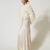 blouson_elisabeth_en_mail_3.webp Blousons Et Doudounes*TWINSET Milano Blouson «Elisabeth» En Maille Bouclée Blanc Neige
