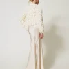 blouson_elisabeth_en_mail_4.webp Blousons Et Doudounes*TWINSET Milano Blouson «Elisabeth» En Maille Bouclée Blanc Neige