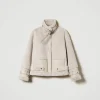 Blousons Et Doudounes*TWINSET Milano Blouson En Fausse Fourrure Avec Brides Blanc « Old White »