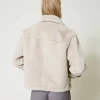 Blousons Et Doudounes*TWINSET Milano Blouson En Fausse Fourrure Avec Brides Blanc « Old White »