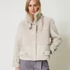 Blousons Et Doudounes*TWINSET Milano Blouson En Fausse Fourrure Avec Brides Blanc « Old White »