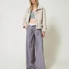 Blousons Et Doudounes*TWINSET Milano Blouson En Fausse Fourrure Avec Brides Blanc « Old White »