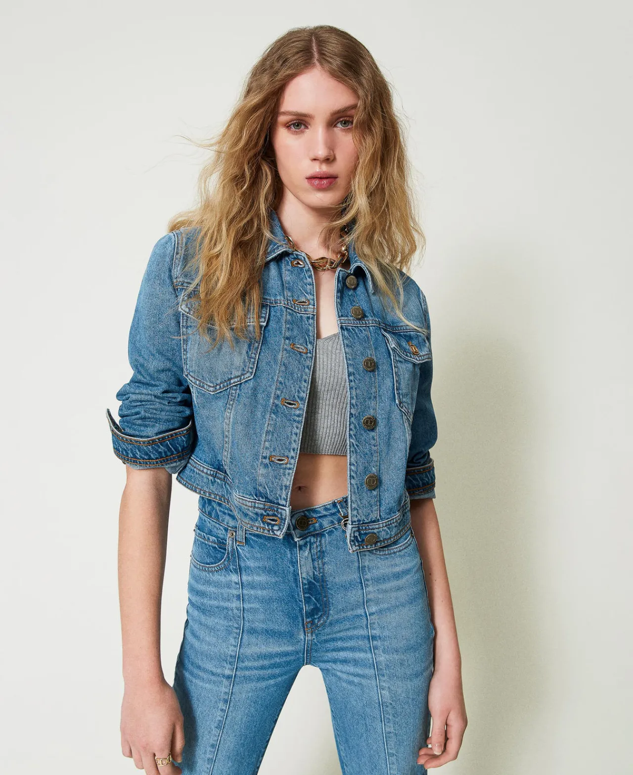 Blousons Et Doudounes*TWINSET Milano Blouson En Jean Avec Poches Denim