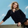 blouson_en_maille_jacquar_0.webp Blousons Et Doudounes*TWINSET Milano Blouson En Maille Jacquard à Carreaux Jacquard Carreau Bleu Classique/Lurex Noir