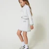blouson_en_maille_jacquar_2-2.webp Blousons Et Manteaux*TWINSET Milano Blouson En Maille Jacquard Avec Oval T Bicolore Blanc Cassé/Argent Métallisé
