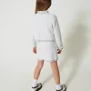 blouson_en_maille_jacquar_3-2.webp Blousons Et Manteaux*TWINSET Milano Blouson En Maille Jacquard Avec Oval T Bicolore Blanc Cassé/Argent Métallisé