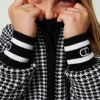 Blousons Et Manteaux*TWINSET Milano Blouson En Maille Jacquard Pied-de-poule Bicolore Blanc Cassé / Noir