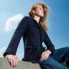 Blousons Et Doudounes | Blazers*TWINSET Milano Blouson En Tissu Bouclé Avec Boutons Siglés Bouclé Bleu Denim/Noir