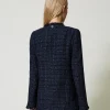 Blousons Et Doudounes | Blazers*TWINSET Milano Blouson En Tissu Bouclé Avec Boutons Siglés Bouclé Bleu Denim/Noir