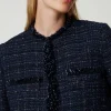 Blousons Et Doudounes | Blazers*TWINSET Milano Blouson En Tissu Bouclé Avec Boutons Siglés Bouclé Bleu Denim/Noir