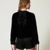 blouson_en_velours_avec_b_4.webp Blousons Et Doudounes | Blazers*TWINSET Milano Blouson En Velours Avec Broderie Noir