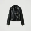 blouson_perfecto_effet_cu_1.webp Blousons Et Doudounes*TWINSET Milano Blouson Perfecto Effet Cuir Avec Volant Noir