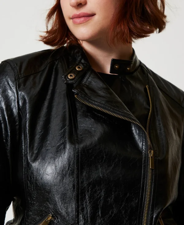 blouson_perfecto_effet_cu_5.webp Blousons Et Doudounes*TWINSET Milano Blouson Perfecto Effet Cuir Avec Fermeture éclair Noir
